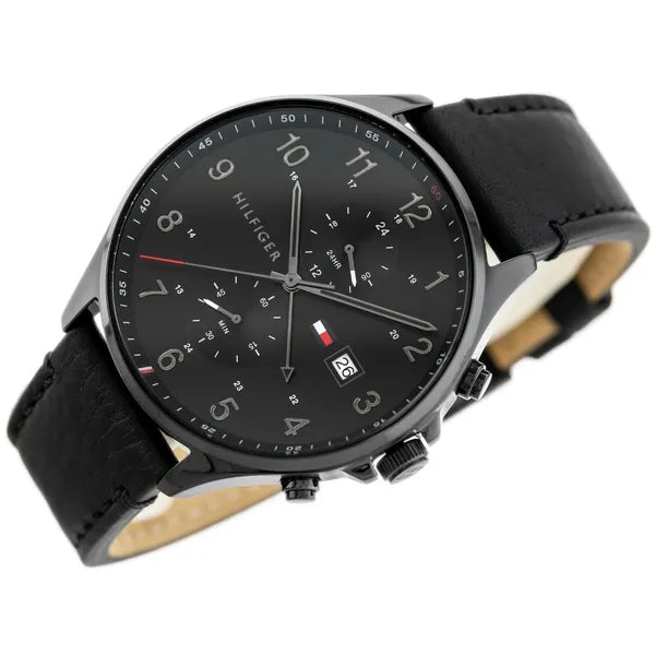 Tommy Hilfiger férfi karóra 1791711, fekete, bőr szíj, kvarc, 42 mm, WR50