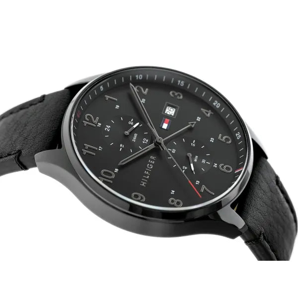 Tommy Hilfiger férfi karóra 1791711, fekete, bőr szíj, kvarc, 42 mm, WR50