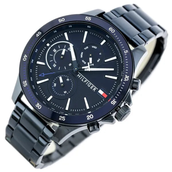 Tommy Hilfiger 1791720 férfi karóra – kék, acél szíj, kvarc, WR50, ásványi üveg
