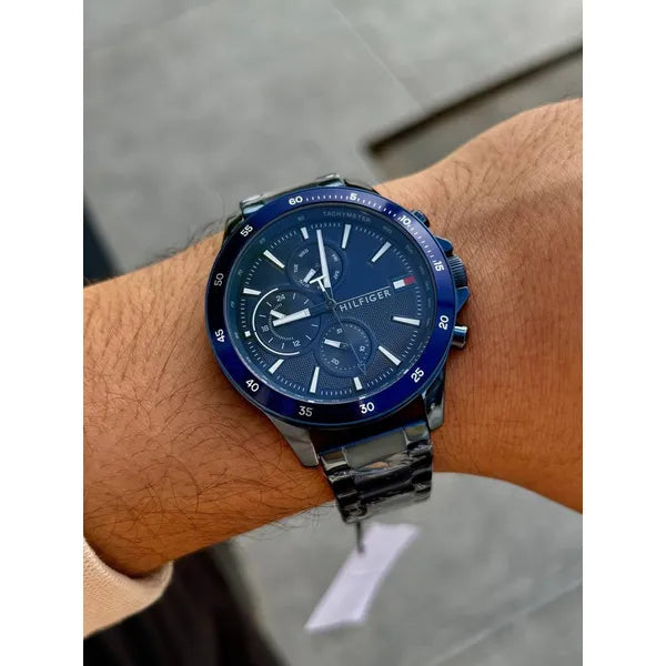 Tommy Hilfiger 1791720 férfi karóra – kék, acél szíj, kvarc, WR50, ásványi üveg