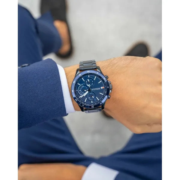 Tommy Hilfiger 1791720 férfi karóra – kék, acél szíj, kvarc, WR50, ásványi üveg