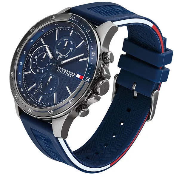 Tommy Hilfiger 1791721 férfi karóra, tengerészkék, kvarc, WR50, szilikonszíj