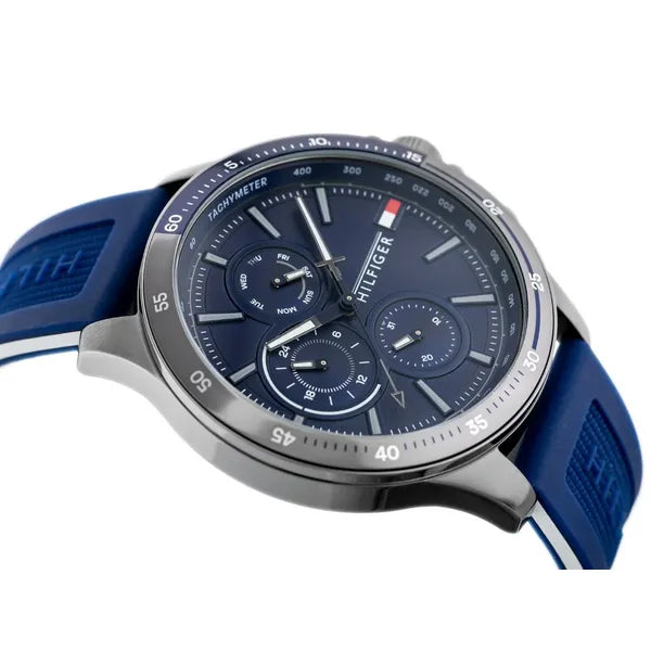 Tommy Hilfiger 1791721 férfi karóra, tengerészkék, kvarc, WR50, szilikonszíj