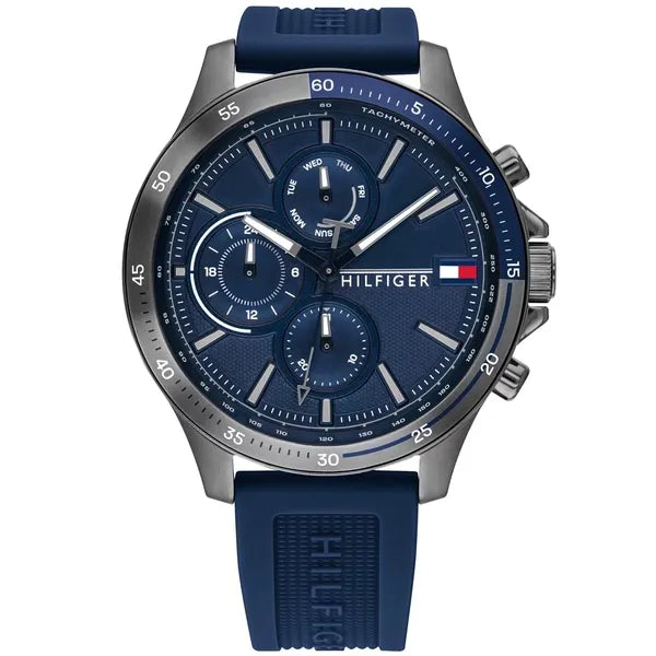 Tommy Hilfiger 1791721 férfi karóra, tengerészkék, kvarc, WR50, szilikonszíj