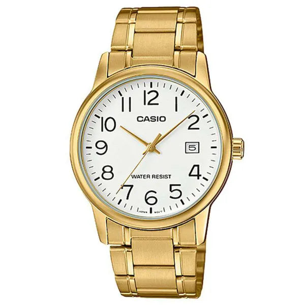 Casio férfi karóra MTP-V002G-7B2UDF, arany acél, fehér számlap, 36 mm