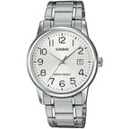 Casio MTP-V002D-7BUDF férfi karóra, acél szíj, ezüst, 36 mm, WR30, dátum