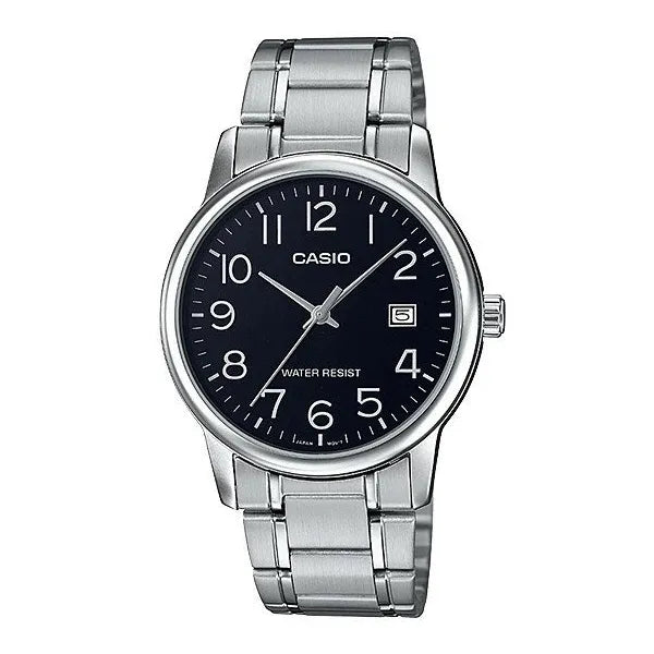 Casio férfi karóra MTP-V002D-1BUDF, fekete számlap, acél szíj, WR30, kvarc