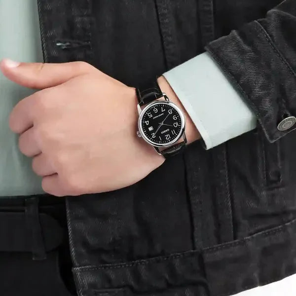 Casio MTP-V002L-1BUDF férfi kvarc karóra, fekete bőrszíj, 44 mm, WR30, dátum