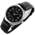 Casio MTP-V002L-1BUDF férfi kvarc karóra, fekete bőrszíj, 44 mm, WR30, dátum