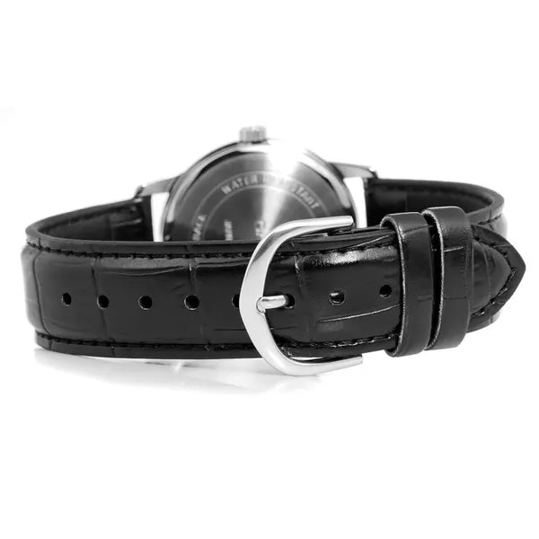 Casio MTP-V002L-1BUDF férfi kvarc karóra, fekete bőrszíj, 44 mm, WR30, dátum