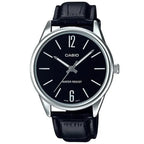 Casio férfi karóra MTP-V005L-1B fekete, bőr szíj, 40 mm, WR30, díszdobozzal