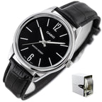 Casio férfi karóra MTP-V005L-1B fekete, bőr szíj, 40 mm, WR30, díszdobozzal