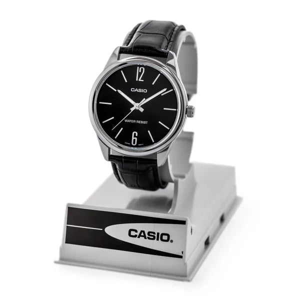 Casio férfi karóra MTP-V005L-1B fekete, bőr szíj, 40 mm, WR30, díszdobozzal