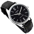 Casio férfi karóra MTP-V005L-1B fekete, bőr szíj, 40 mm, WR30, díszdobozzal