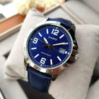 Casio férfi karóra MTP-V004L-2BUDF, kék bőrszíj, 42 mm, dátum, WR30