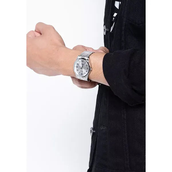 Casio MTP-V001D-7BUDF férfi karóra, ezüst, acél szíj, 38 mm, WR30 + díszdoboz