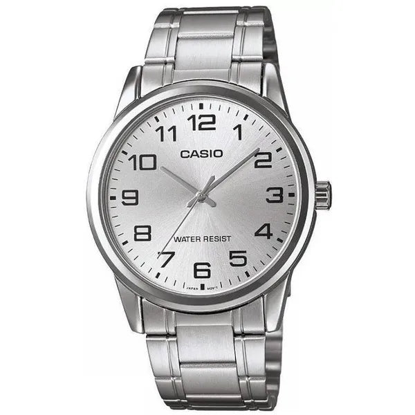 Casio MTP-V001D-7BUDF férfi karóra, ezüst, acél szíj, 38 mm, WR30 + díszdoboz