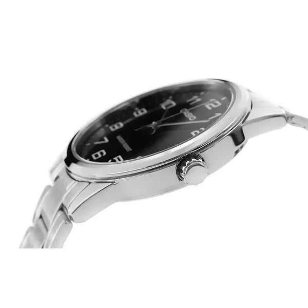 Casio MTP-V001D-1BUDF férfi óra, fekete számlap, acél szíj, 38 mm