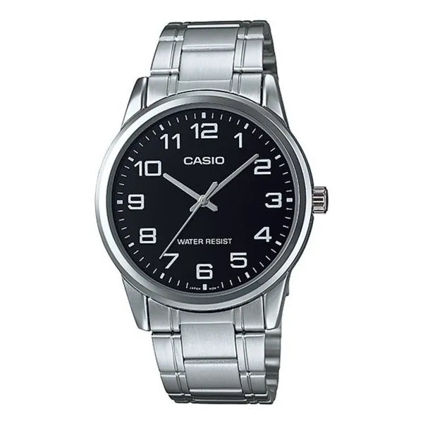 Casio MTP-V001D-1BUDF férfi óra, fekete számlap, acél szíj, 38 mm