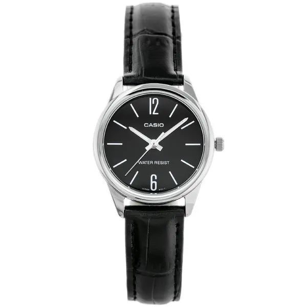 Casio LTP-V005L-1B női karóra, kvarc, fekete bőr szíj, 28 mm, WR30