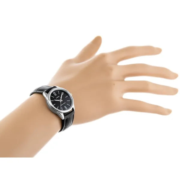 Casio LTP-V005L-1B női karóra, kvarc, fekete bőr szíj, 28 mm, WR30