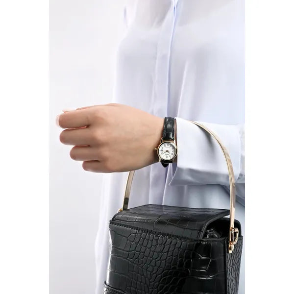 Casio LTP-V002GL-7B2 női karóra, arany tok 25 mm, fehér számlap, bőr szíj, WR30