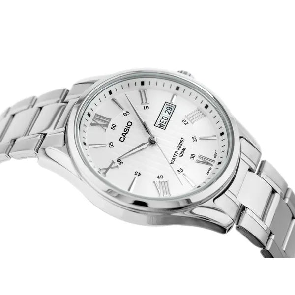 Casio MTP-1384D-7A férfi karóra, acél, ezüst, 41 mm, WR100, dátum