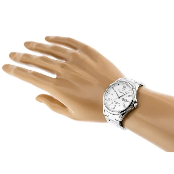 Casio MTP-1384D-7A férfi karóra, acél, ezüst, 41 mm, WR100, dátum