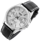 Casio MTP-1375L-7AVDF férfi kvarc karóra, ezüst számlap, fekete bőr, WR50, 42 mm