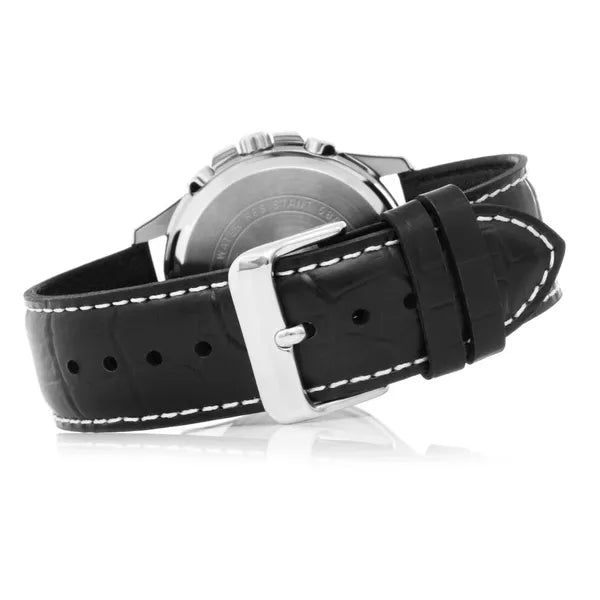Casio MTP-1375L-1A férfi karóra, fekete bőr szíj, 42 mm, WR50, kvarc
