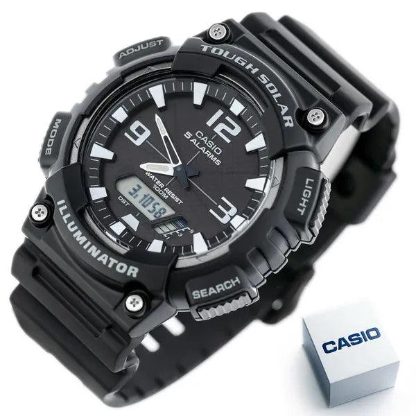 Casio AQ-S810W-1AV férfi karóra, analóg-digitális, Tough Solar, WR100, fekete