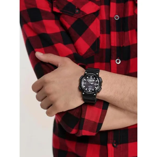 Casio AQ-S810W-1AV férfi karóra, analóg-digitális, Tough Solar, WR100, fekete