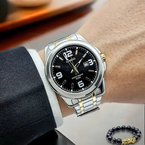 Casio MTP-1314SG-1AVDF férfi karóra, 43 mm, acél, WR50, fekete számlap
