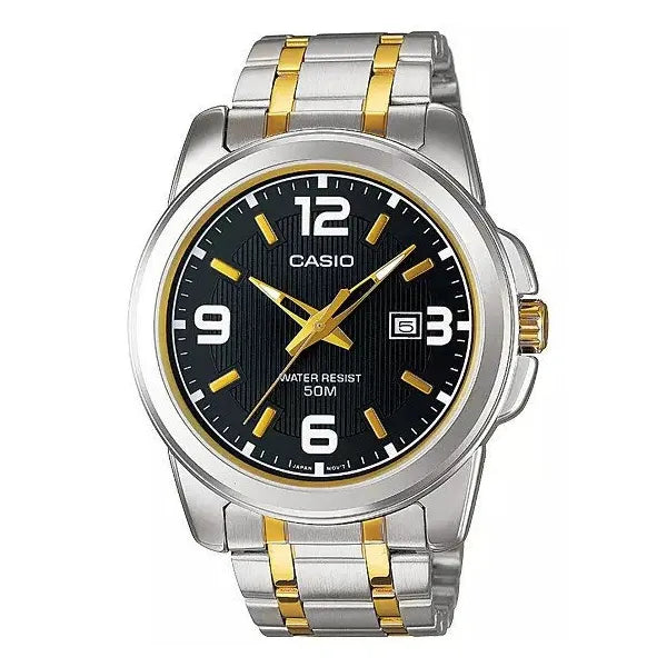 Casio MTP-1314SG-1AVDF férfi karóra, 43 mm, acél, WR50, fekete számlap