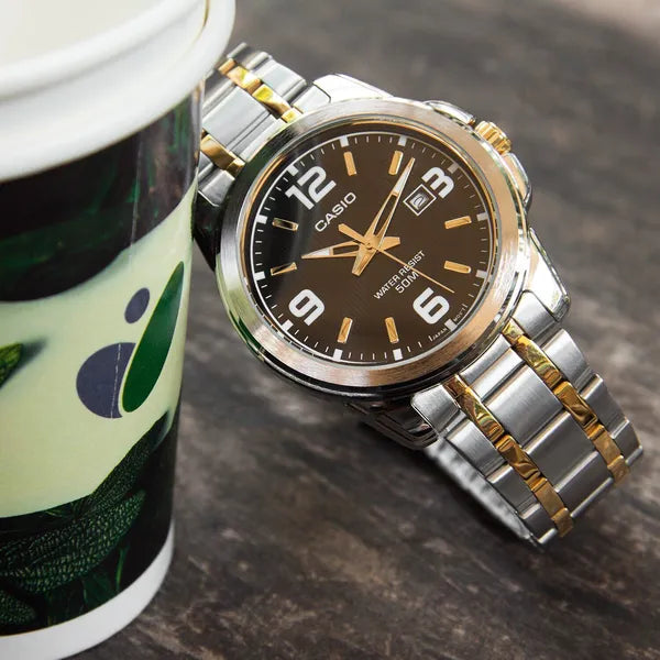 Casio MTP-1314SG-1AVDF férfi karóra, 43 mm, acél, WR50, fekete számlap