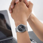 Casio MTP-1302PD-1A1 férfi karóra, rozsdamentes acél szíj, fekete számlap, WR50