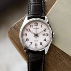 Casio férfi karóra MTP-1302PL-7B, bőr szíj, fehér, WR50, dátum, 38 mm