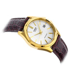 Casio MTP-1183Q-7ADF férfi karóra, arany tok, fehér számlap, barna bőr, 38 mm