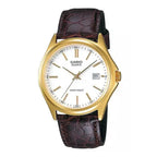 Casio MTP-1183Q-7ADF férfi karóra, arany tok, fehér számlap, barna bőr, 38 mm