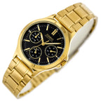 Casio LTP-V300G-1AUDF női karóra, arany nemesacél, fekete számlap, 33 mm, WR30