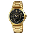 Casio LTP-V300G-1AUDF női karóra, arany nemesacél, fekete számlap, 33 mm, WR30