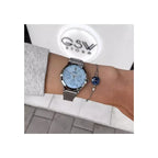 Casio LTP-V300D-2AUDF női karóra, ezüst acél szíj, kék számlap, WR30