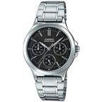 Casio LTP-V300D-1A női karóra, fekete számlap, acél szíj, 33 mm, WR30