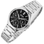 Casio LTP-V300D-1A női karóra, fekete számlap, acél szíj, 33 mm, WR30