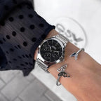 Casio LTP-V300D-1A női karóra, fekete számlap, acél szíj, 33 mm, WR30