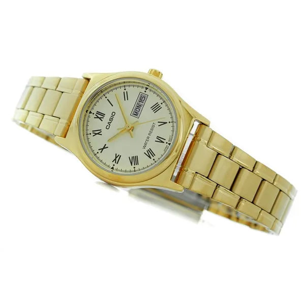 Casio LTP-V006G-9BUDF női karóra, arany, acél szíj, dátum, WR30