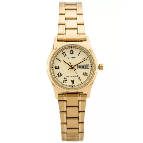 Casio LTP-V006G-9BUDF női karóra, arany, acél szíj, dátum, WR30
