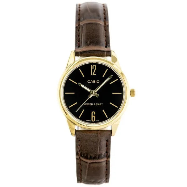 Casio LTP-V005GL-1BUDF női karóra, arany tok, barna bőr, 28 mm, WR30