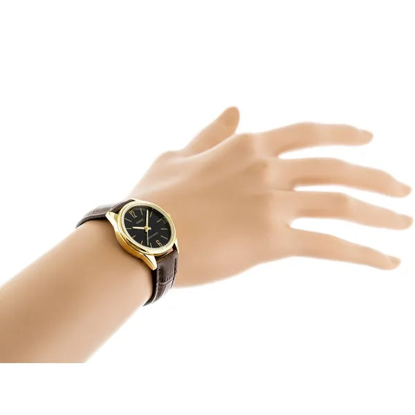 Casio LTP-V005GL-1BUDF női karóra, arany tok, barna bőr, 28 mm, WR30