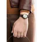 Casio LTP-V004GL-9A női karóra, 30 mm, arany számlap, barna bőr, dátum, WR30